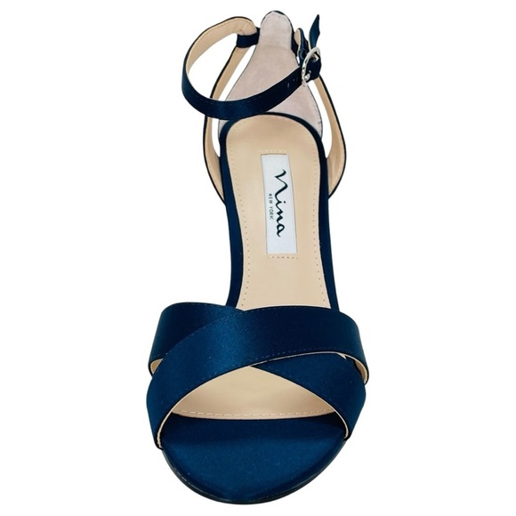 Nina Venus Navy Satin Womens Heels Size 6.5M - Picture 6 of 13